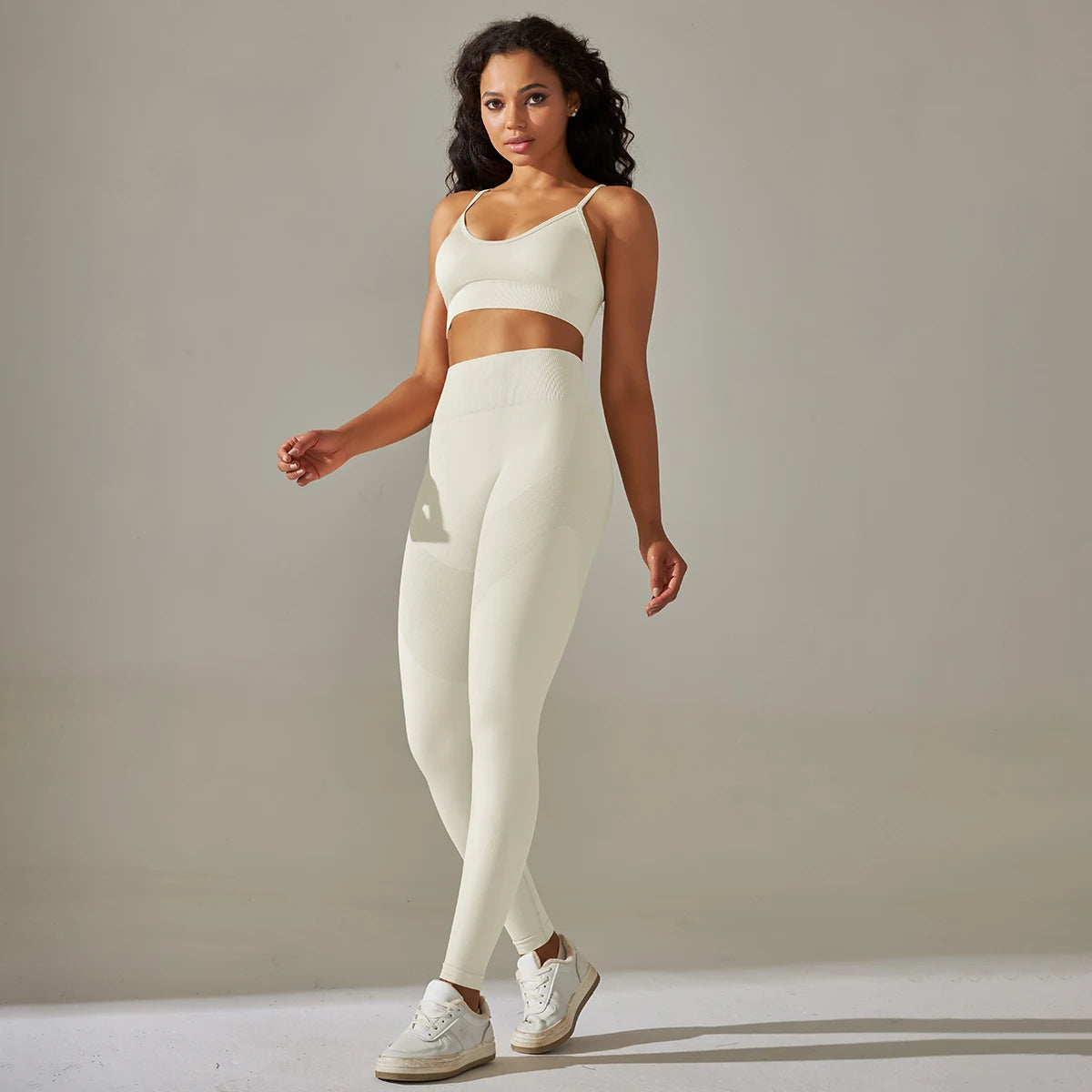 Seamless Yoga Set Camisole Bra Leggings Set Fitness Tracksuit Women Gym Sportswear High Waist Hip Lift Leggings Crop Top Suit