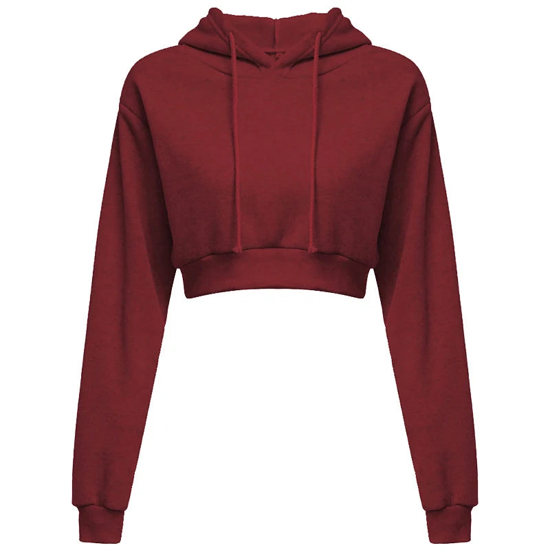 New Fashion Women Hoodie Sweatshirt Short Top Coat Sport Pullover Hooded Tops Female Autumn Winter Clothes Crop Top Hoodie