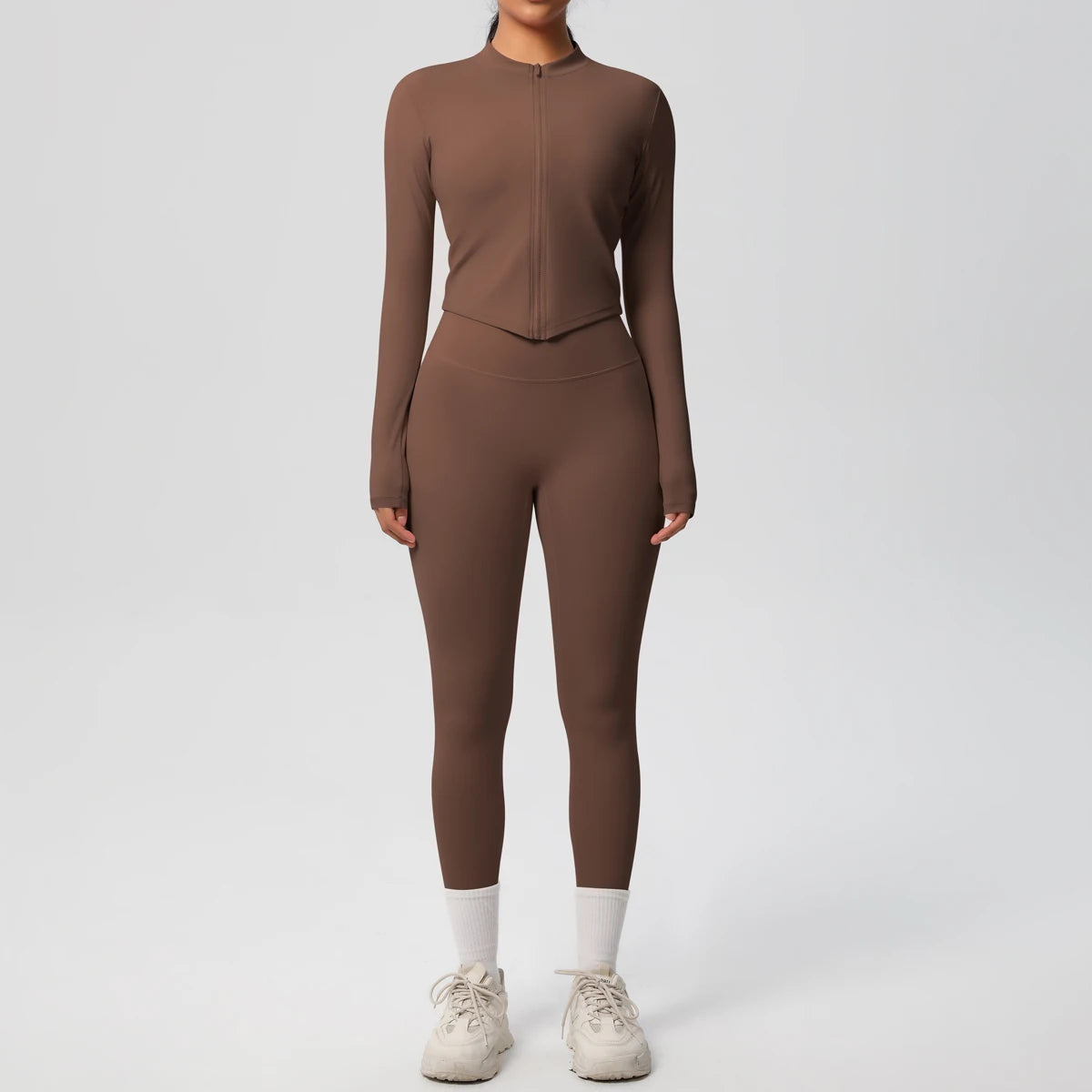 2PCS Yoga Suit Women Gym Set Sports Set Women Tracksuit Running Zipper Workout Sportswear Long Sleeve Sports Shirt Yoga Clothing