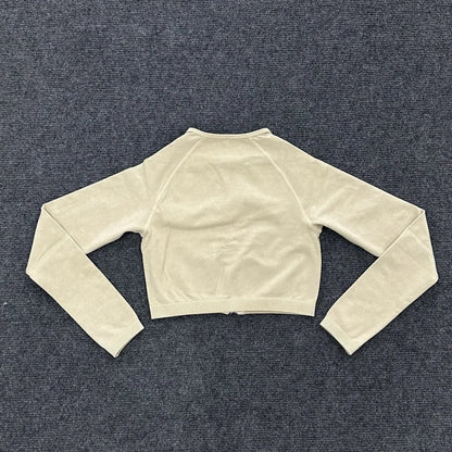 Washed Women Sport Suit Zipper Yoga Set Gym Workout Long Sleeve Fitness Crop Top High Waist Seamless Leggings Gym Set