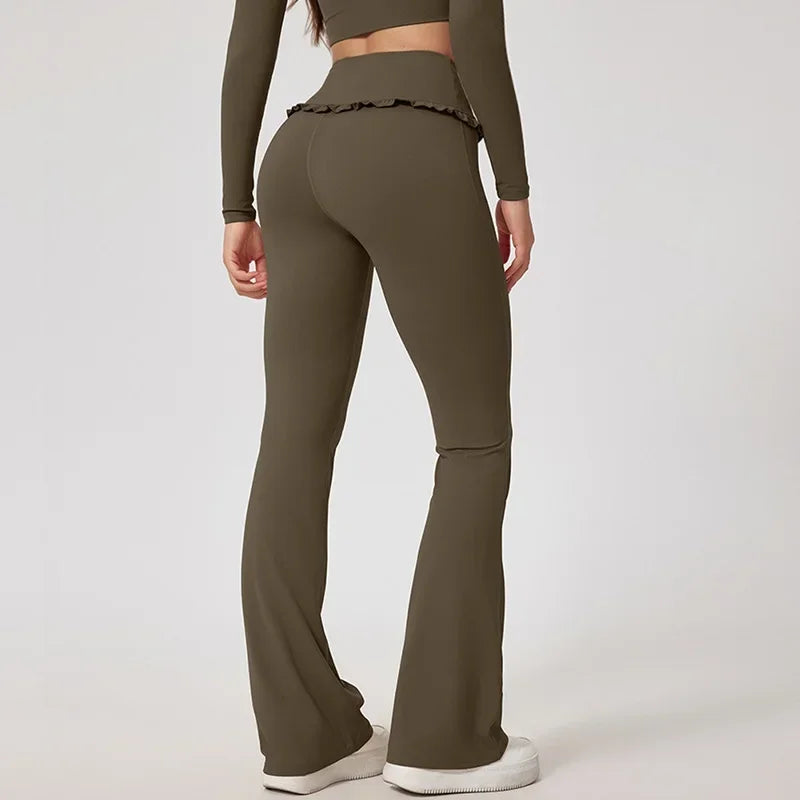 High Waist Gym Yoga Flare Wide Legging Woman Pant Running Girl Women Workout Tights Clothes Gym Fitness Active Bell Wear Bottom