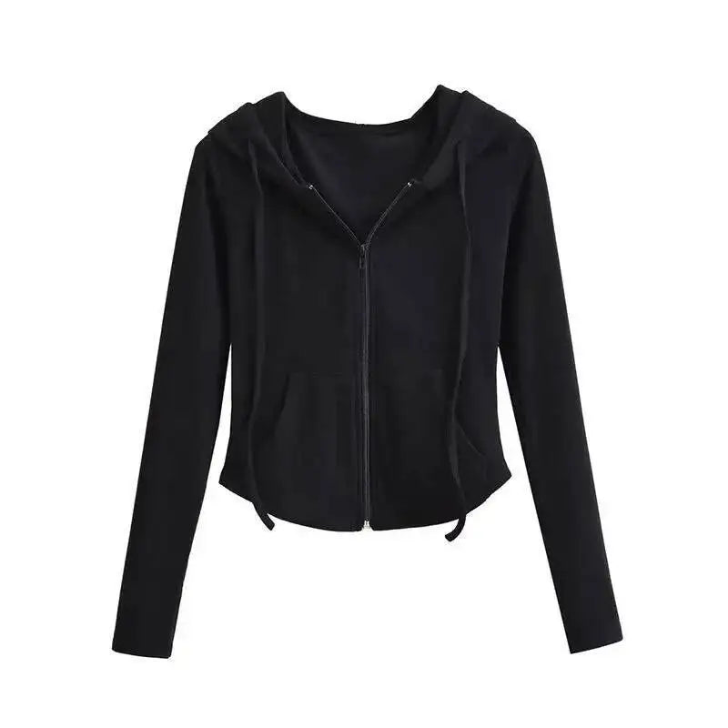 Spicy Girl Style Hooded Cardigan Cropped Zip-Up Jacket Women Autumn Slim Long Sleeve Sweatshirts Female Streetwear Sport Hoodies