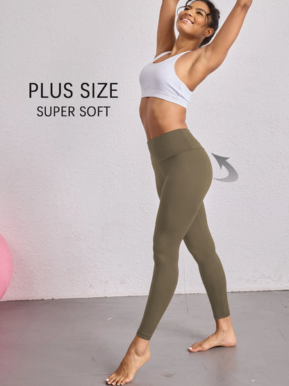 Plus size Women's Super Soft Leggings High Waisted Tummy Control  Workout Yoga Running Athletic Push Up Gym Fitness Leggings