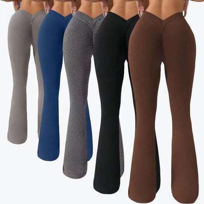 Flare Leggings V-shaped Hip Yoga Pants Women High Waist Wide Leg Pants Women Gym Fitness Sports Latin Dance Trousers