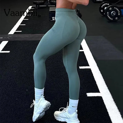 Impact Leggings High Stretch Seamless Low Rib Waist Scrunch Bum & Glute Contour Gym Running Leggings Women Tight Yoga Pants