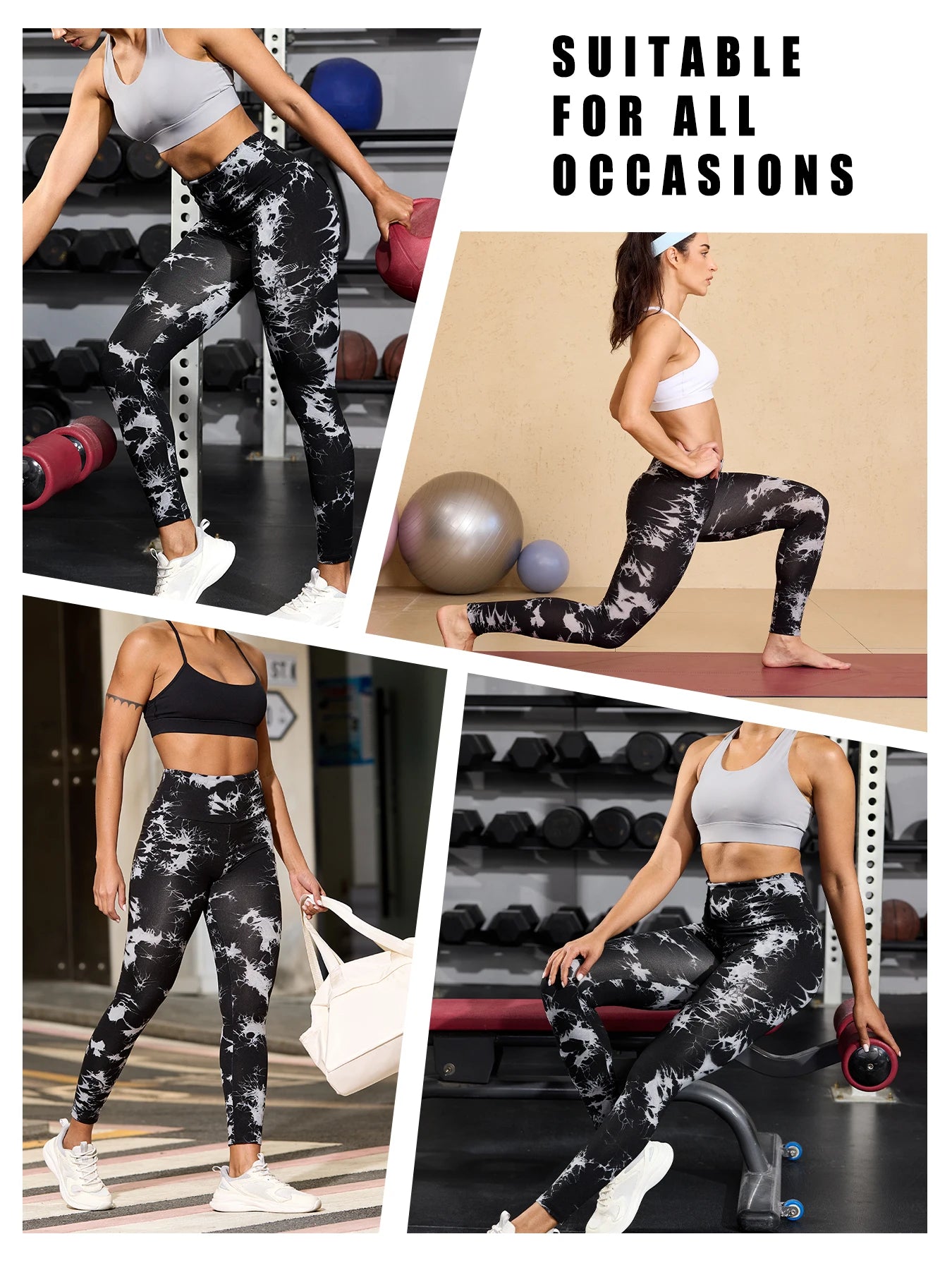 Women's Super Soft High Waisted Tie Dye Leggings, Fabric with Push Up Design for Yoga Running Gym Workout Fitness