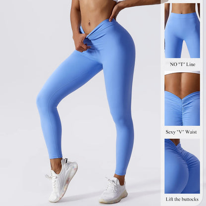 Scrunch Butt Gym Leggings Sexy V Waist Push Up Leggings Women Fiteness Leggings Naked Feeling Yoga Pants Workout Tights Leggings