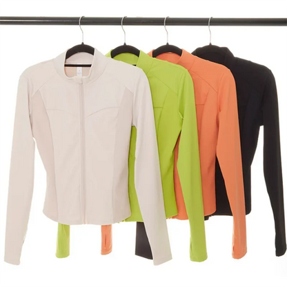 Women's Yoga Shirt Long sleeve close-fitting Sports running top Jacket with thumb hole Sports Workout Coat Sweatshirt