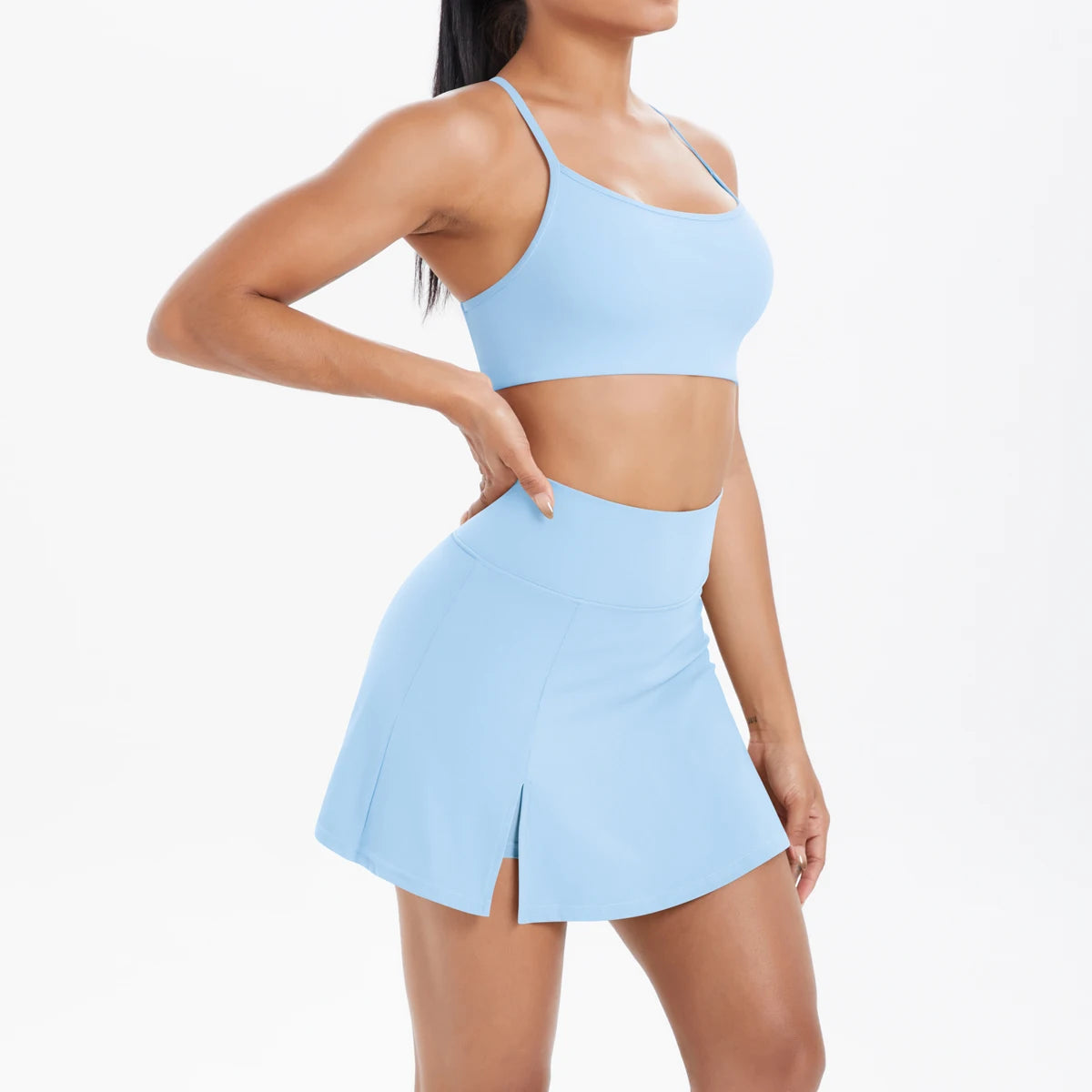 2PCS Sportswear Yoga Set Gym Clothes For Women Tracksuits Sports skirt Crossover Bra Gym Yoga Suits