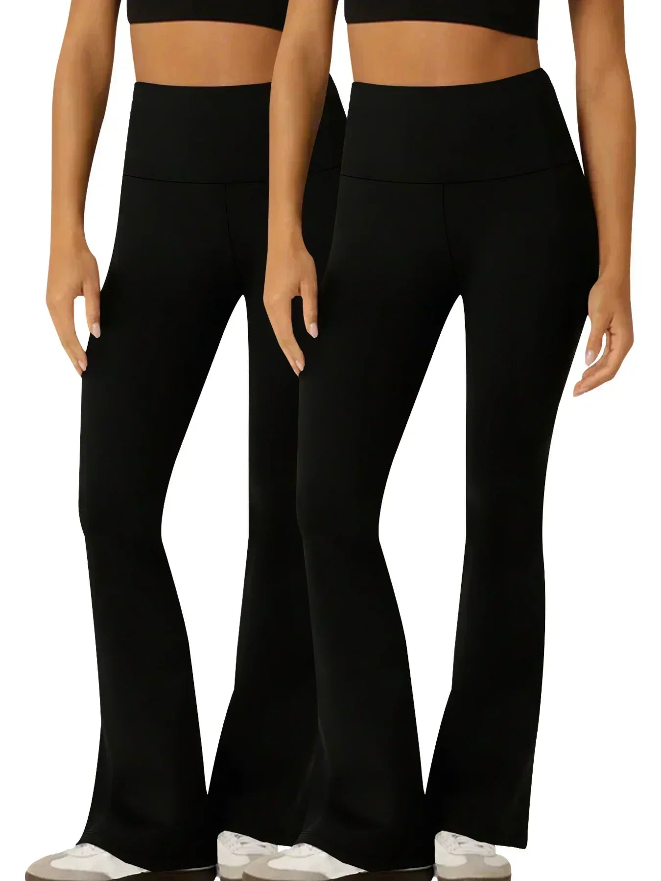 2 Pack Women's Super Soft Flare Pants High Waisted Tummy Control Workout Yoga Push Up Gym Fitness Long Leggings Bell Bottoms
