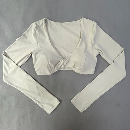 Sexy Cross Long Sleeve Sports Bra Push Up Yoga Crop Top Women Fitness Gym Workout Tops Women Brassiere Sport Female Clothing