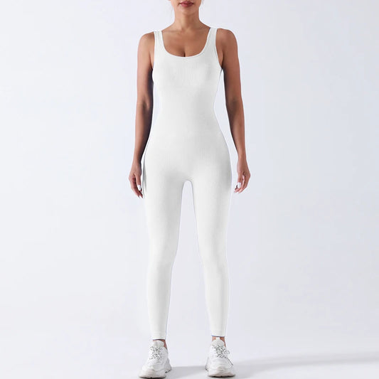 Women's Seamless Yoga Onesie Soft Fitness Jumpsuit with Leggings for Gym Workout