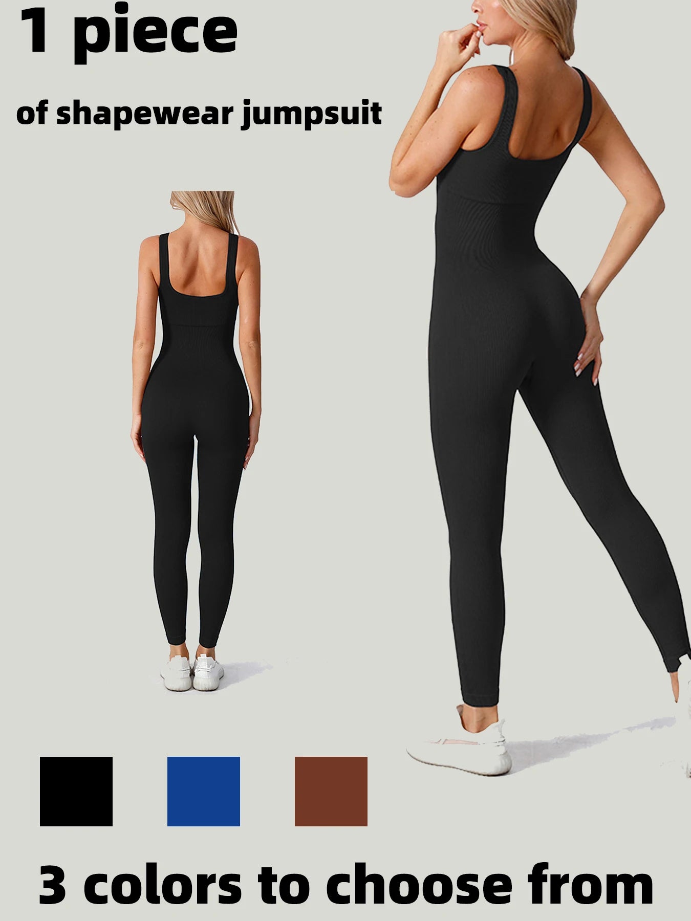 Women's Seamless Yoga Onesie Soft Fitness Jumpsuit with Leggings for Gym Workout