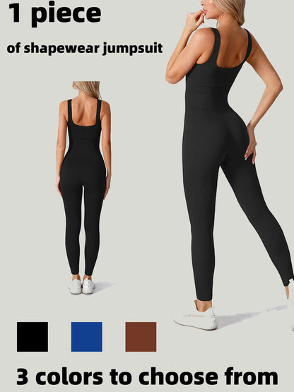 Women's Seamless Yoga Onesie Soft Fitness Jumpsuit with Leggings for Gym Workout