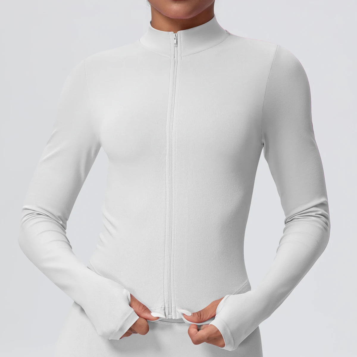 1PC Solid Color Slim Casual Zipper Long Sleeves Yoga Coat for Woman's Quick Drying Gym Sports Running Workout Top Yoga Jacket