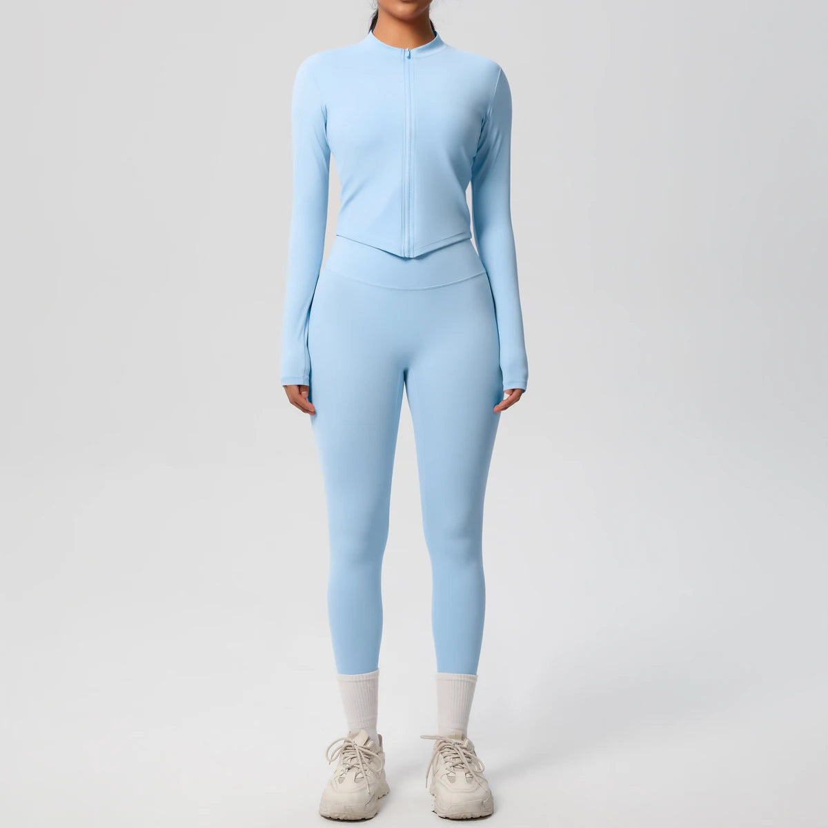 2PCS Yoga Suit Women Gym Set Sports Set Women Tracksuit Running Zipper Workout Sportswear Long Sleeve Sports Shirt Yoga Clothing