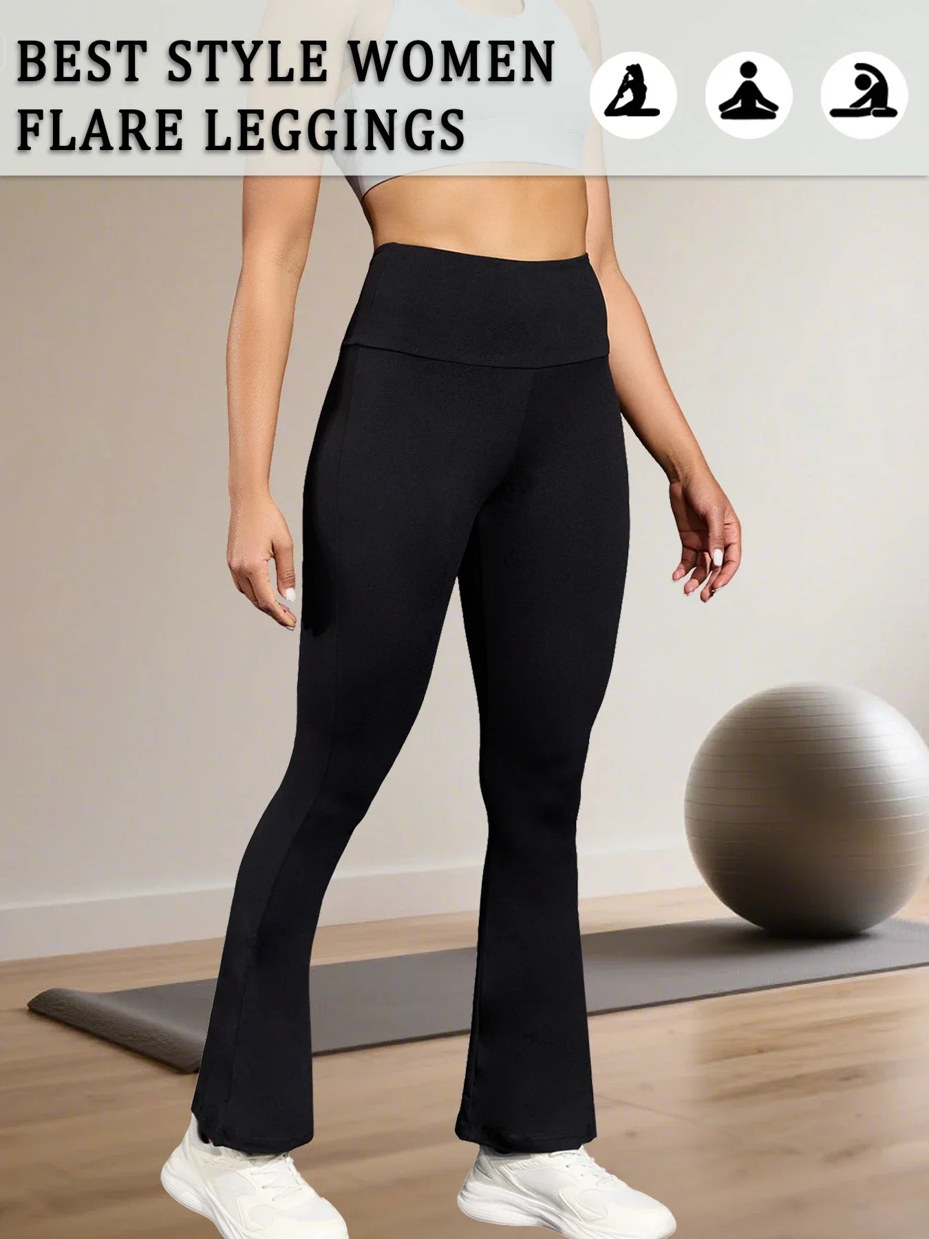 2 Pack Women's Super Soft Flare Pants High Waisted Tummy Control Workout Yoga Push Up Gym Fitness Long Leggings Bell Bottoms