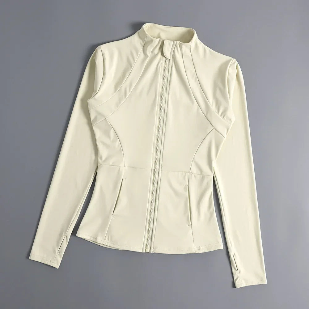 2025 New Sports Coat Women's Shirt Yoga Slim Long Sleeve Fast Running Thin Pilates Fitness Suit Top Clothing
