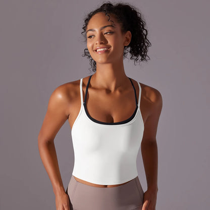 New Women Fitness Sports Bra Top Gym Yoga triangle backless Athletic Back Cutout Cross Tight Workout Soft With Chest Pad
