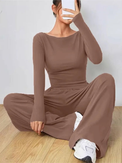 Women's Clothes Sales Yoga Sport Set Women's Two-Piece Wide-Leg Pants Set Soft And Tracksuit Suit Fashionable Irregularitie Suit