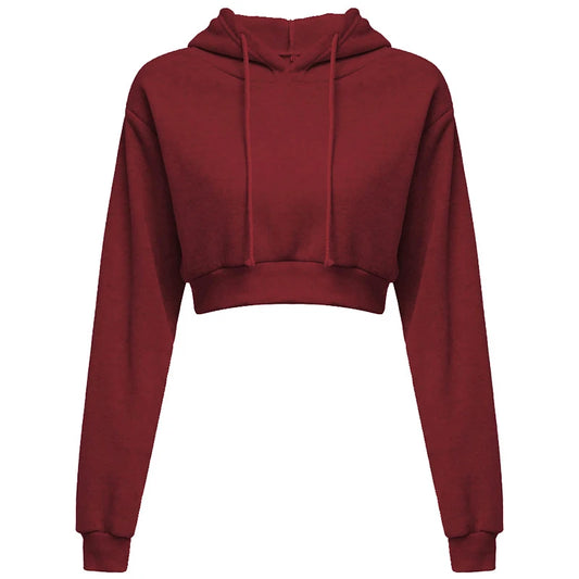 New Fashion Women Hoodie Sweatshirt Short Top Coat Sport Pullover Hooded Tops Female Autumn Winter Clothes Crop Top Hoodie