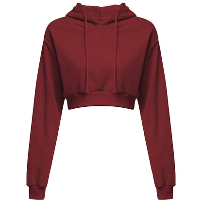 New Fashion Women Hoodie Sweatshirt Short Top Coat Sport Pullover Hooded Tops Female Autumn Winter Clothes Crop Top Hoodie