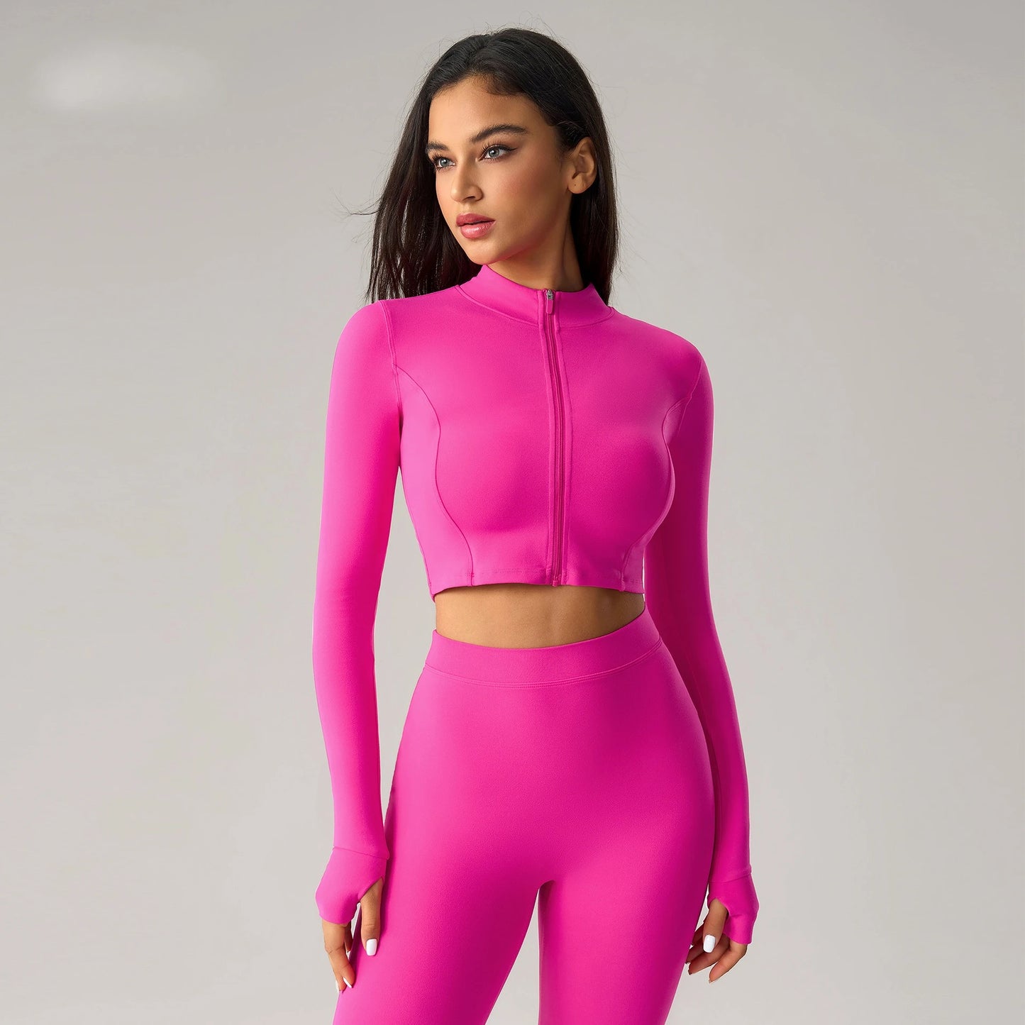 Sean Tsing Women's Cropped Sports Jacket Zipper Long Sleeve Workout Top Tracking Running Yoga Fitness Outwear Outdoor Gym‌ Coats