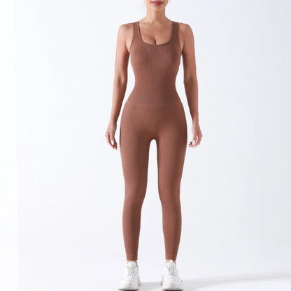 Women's Seamless Yoga Onesie Soft Fitness Jumpsuit with Leggings for Gym Workout
