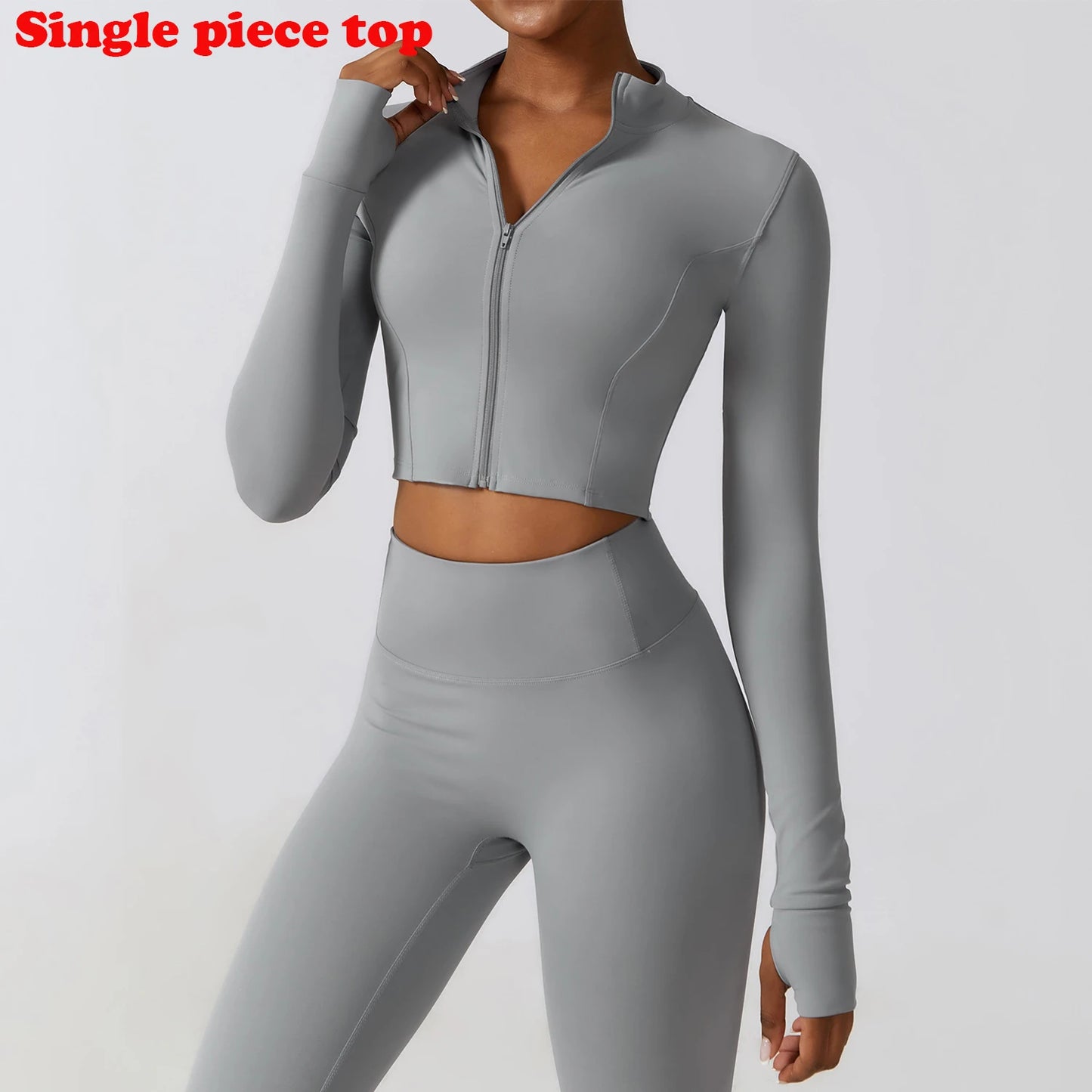 Sports Jacket Women's Zipper Long-Sleeved Stand-up Jacket Quick-Drying Training Yoga Clothes Summer Breathable Top Gym Fitness
