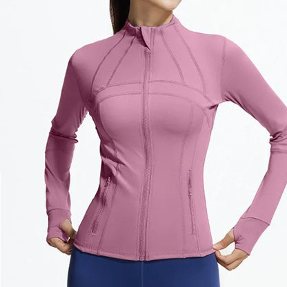 Aiithuug Women Full Zip Up Running Jackets Sports Jackets Quick Dry Zipper Pocket Workout Jacket Yoga Jackets Gym Jacket Traning