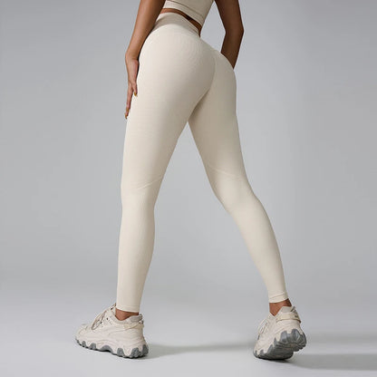 Ctenkevet V-Waisted Sports Pants Women Workout Ribbed Legging Gym Training Yoga Pants Female Casual Tight Pants Outdoor Run