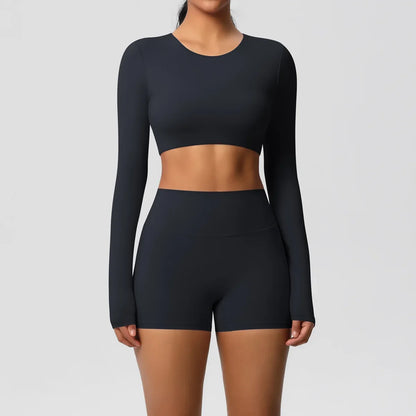 Yoga Suit Women Leggings with Pocketed Quick-Drying Gym Set Women Tracksuit Running Workout Short Sleeves Sports Yoga Clothing