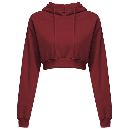 New Fashion Women Hoodie Sweatshirt Short Top Coat Sport Pullover Hooded Tops Female Autumn Winter Clothes Crop Top Hoodie