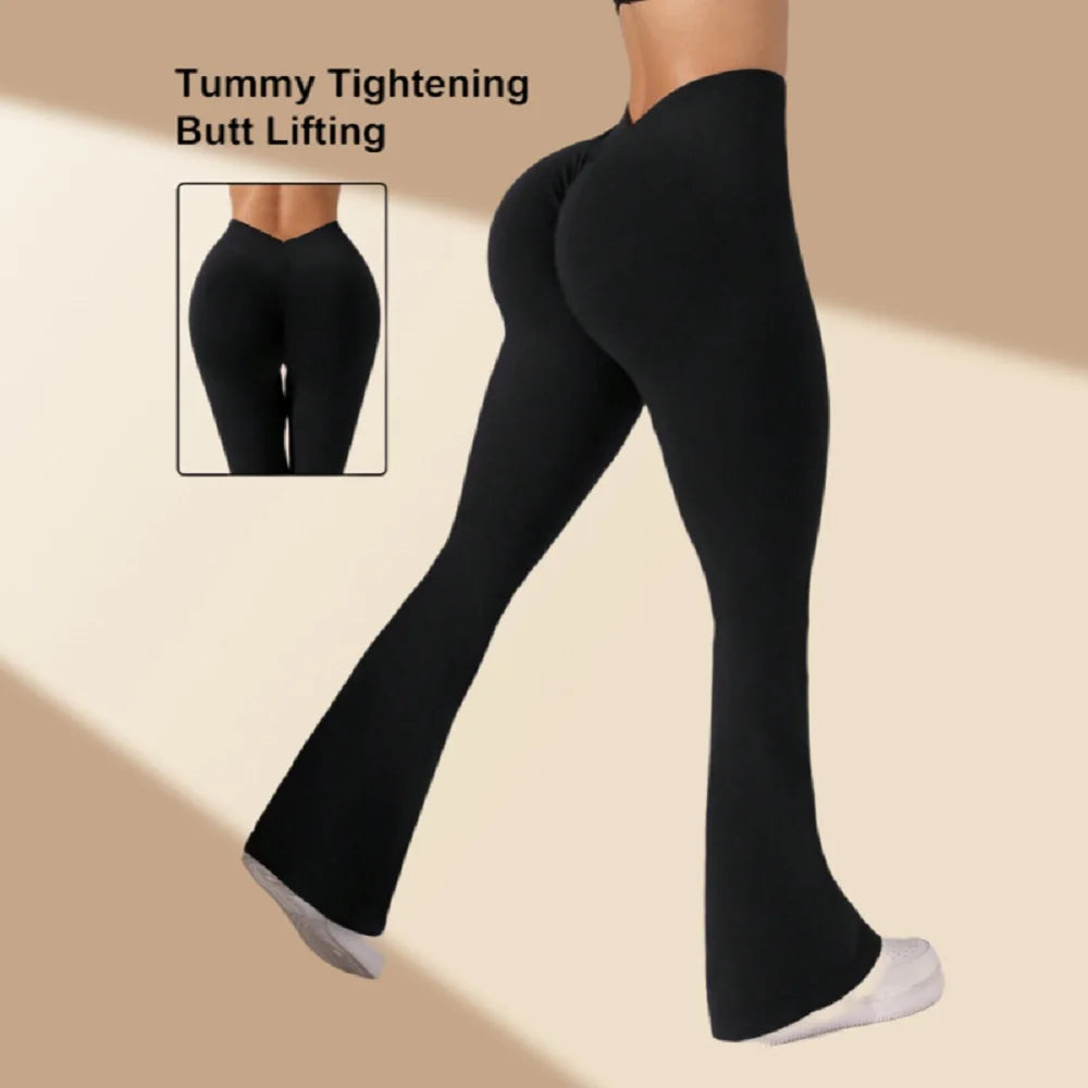 Flare Leggings V-shaped Hip Yoga Pants Women High Waist Wide Leg Pants Women Gym Fitness Sports Latin Dance Trousers
