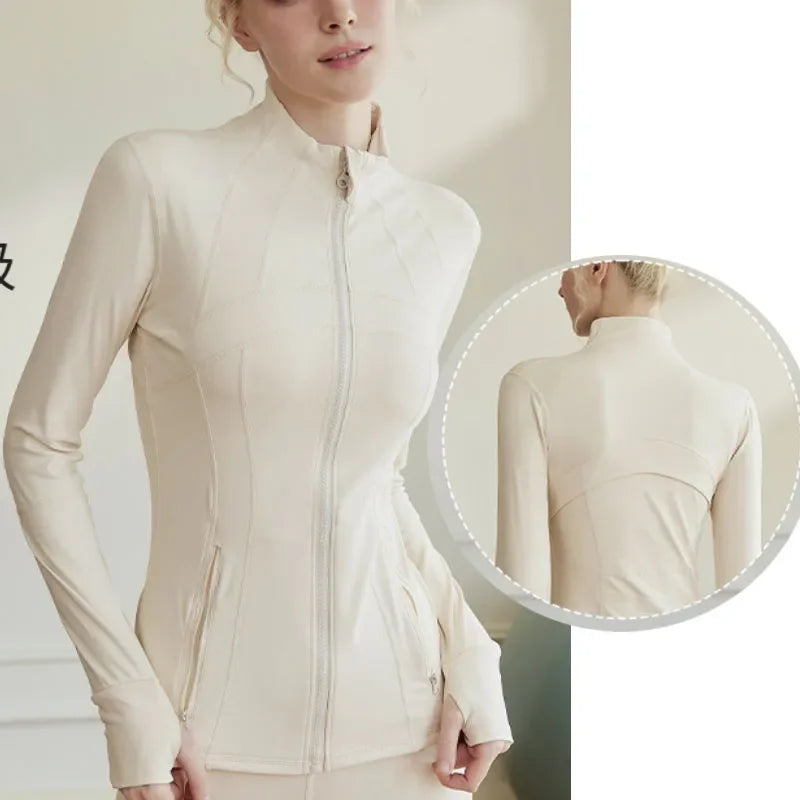 Aiithuug Women Full Zip Up Running Jackets Sports Jackets Quick Dry Zipper Pocket Workout Jacket Yoga Jackets Gym Jacket Traning