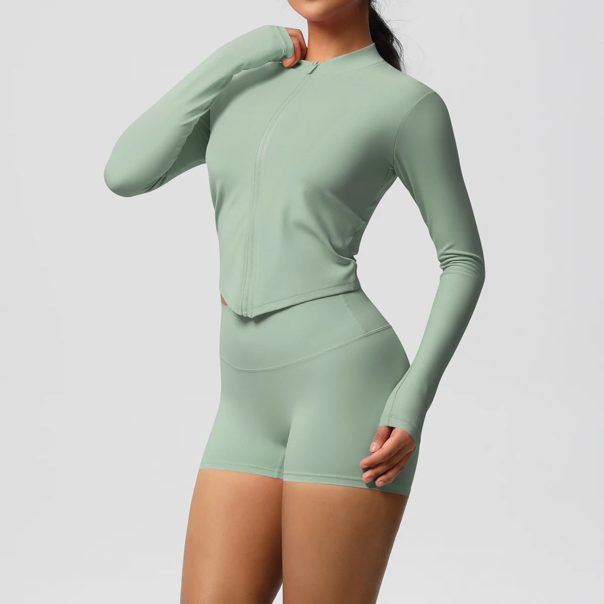 Yoga Sets Sports Fitness Hip-lifting Tight Zipper Jacket Yoga Suit Running Workout Gym Shorts Tracksuits for Women Sports Suits