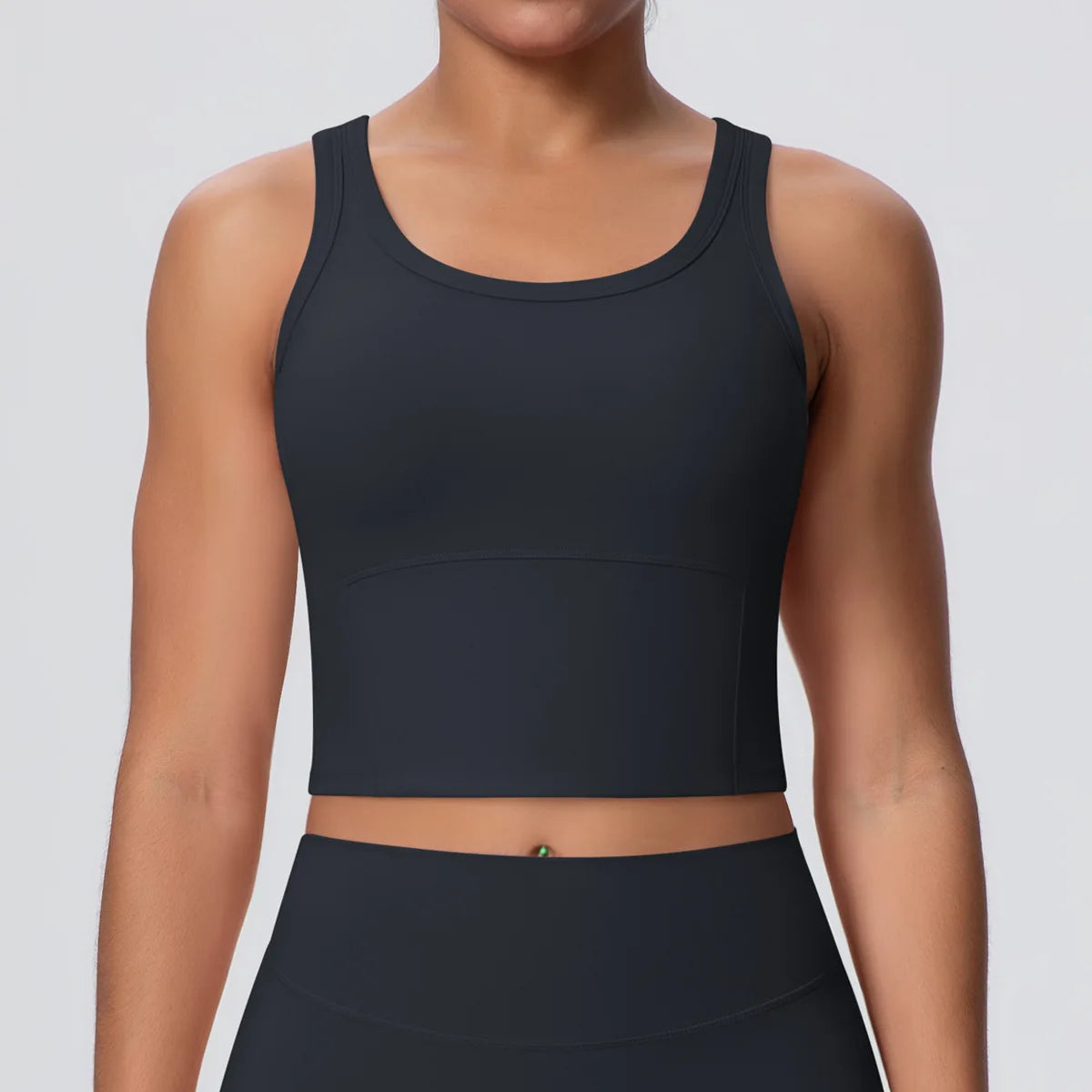 1 Piece Woman's Gather Naked Feel Workout Top Yoga Vest for Summer Gym Fitness Running Shockproof Yoga Underwear with Chest Pad