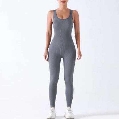 Women's Seamless Yoga Onesie Soft Fitness Jumpsuit with Leggings for Gym Workout