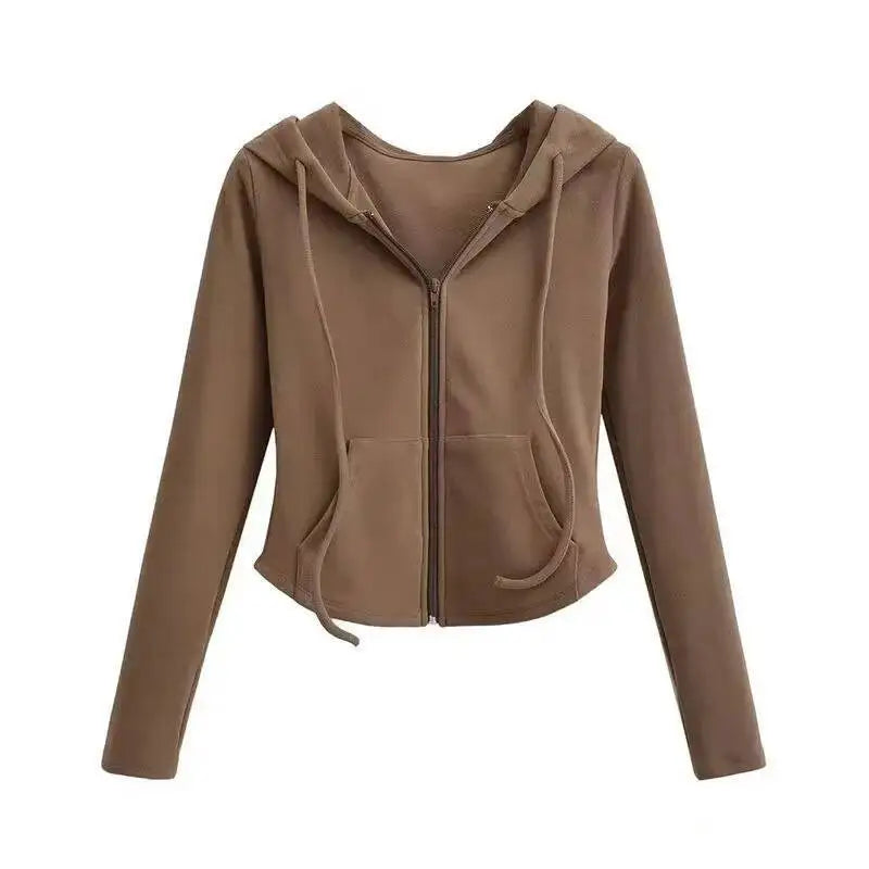 Spicy Girl Style Hooded Cardigan Cropped Zip-Up Jacket Women Autumn Slim Long Sleeve Sweatshirts Female Streetwear Sport Hoodies