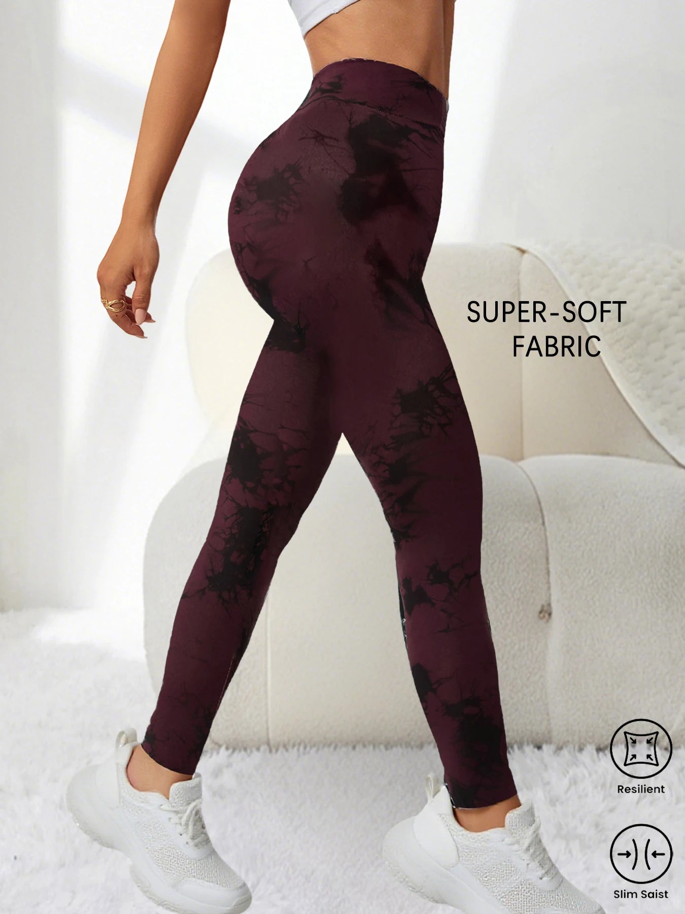 Women's Super Soft High Waisted Tie Dye Leggings, Fabric with Push Up Design for Yoga Running Gym Workout Fitness