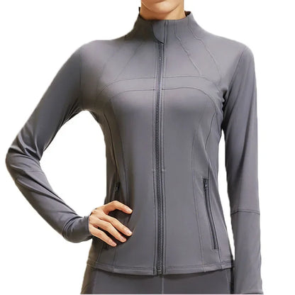 Aiithuug Women Full Zip Up Running Jackets Sports Jackets Quick Dry Zipper Pocket Workout Jacket Yoga Jackets Gym Jacket Traning