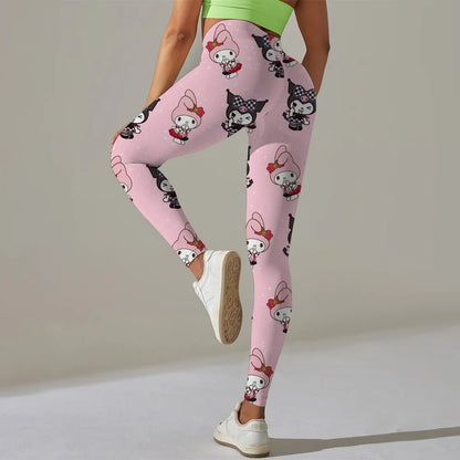 Hello Kitty print Sport Legging Women Stretch Gym Pants Women Running Workout Leggings Female Soft Tights Push Up Yoga Pants