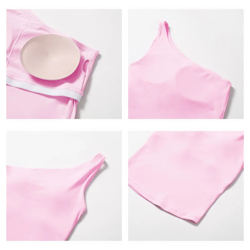 Hearuisavy Yoga Clothing  Fitness Quick-Dry Workout Tank Top Female Running Shockproof Gym Vest Women Single Shoulder Sports Bra