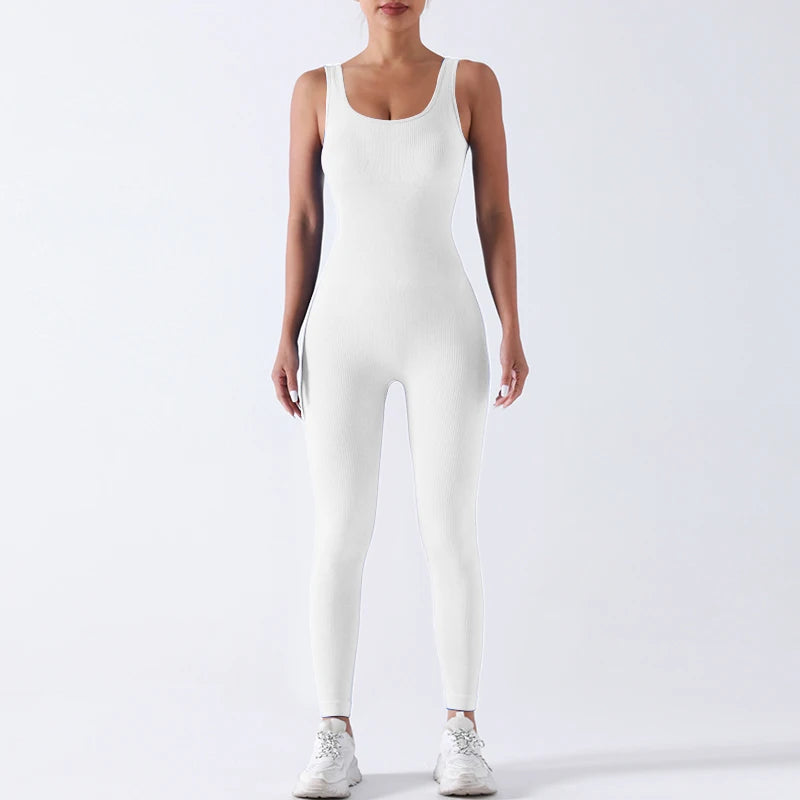 Women's Seamless Yoga Onesie Soft Fitness Jumpsuit with Leggings for Gym Workout