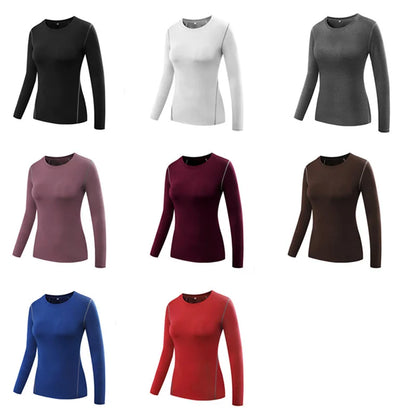 Women's Long Sleeves T-shirts Gym Yoga Training Tight Fitness Clothes Cycling Running Top S M L Sportswear XL 2XL 3XL 4XL
