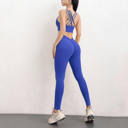 TRY TO BN Yoga Set V Back Leggings Sports Bra Fitness Women's Tracksuit High Waist Sportswear Workout Cycling Gym Outfit Clothes