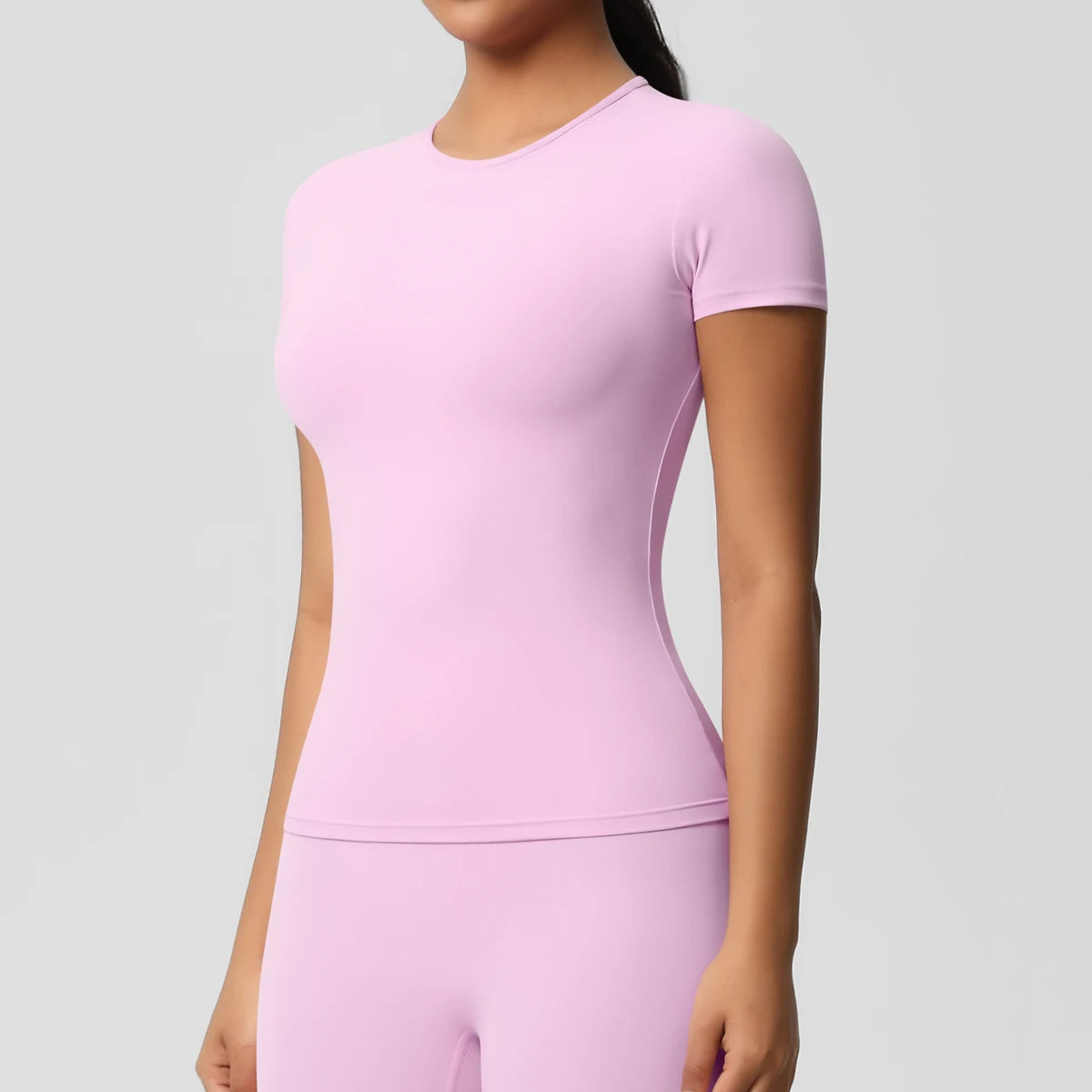 Women Running Sports T Shirt Summer Short Sleeve Round Neck Breathable Stretchy GYM Yoga Slim Fitness Active Top