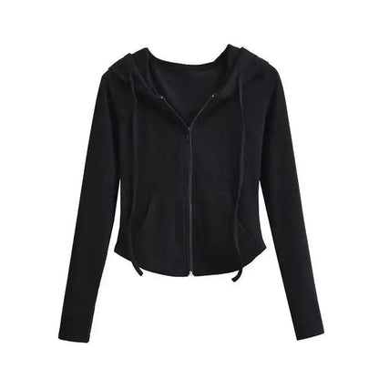 Spicy Girl Style Hooded Cardigan Cropped Zip-Up Jacket Women Autumn Slim Long Sleeve Sweatshirts Female Streetwear Sport Hoodies