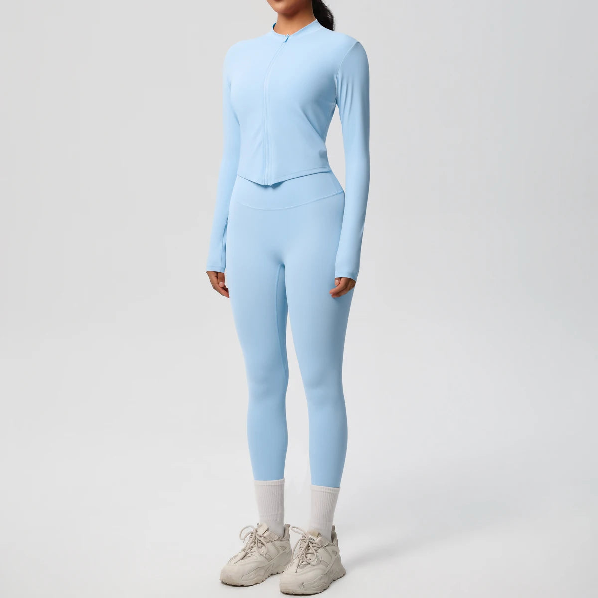 2PCS Yoga Suit Women Gym Set Sports Set Women Tracksuit Running Zipper Workout Sportswear Long Sleeve Sports Shirt Yoga Clothing