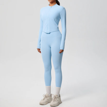 2PCS Yoga Suit Women Gym Set Sports Set Women Tracksuit Running Zipper Workout Sportswear Long Sleeve Sports Shirt Yoga Clothing